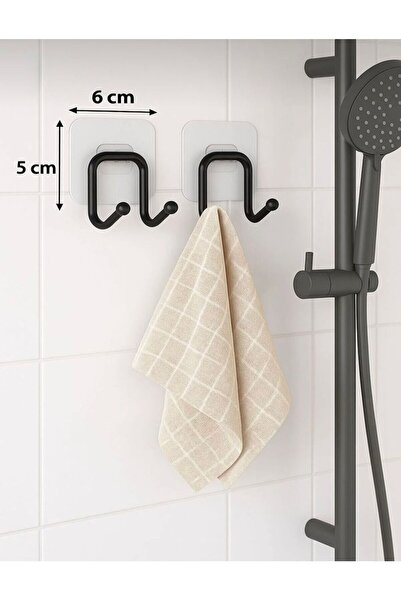 ALSİ HOME Güçlü Yapışkanlı 2 Adet Çift Kancalı Banyo Mutfak Askısı Metal Askı...