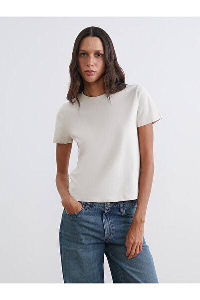 LC Waikiki طاقم الرقبة تي شيرت المرأة