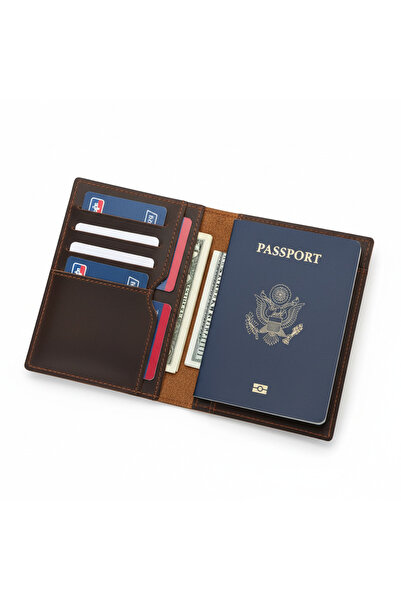 Busy Lady&Gentleman Crazy Horse genuine leather passport wallet, Class ID2, r...