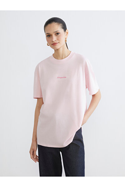 LC Waikiki مطرزة طاقم الرقبة تي شيرت المرأة