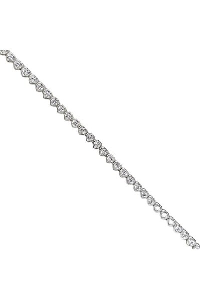 Sln Gümüş Kalp Kesim Gümüş Su Yolu Bileklik - 18 cm