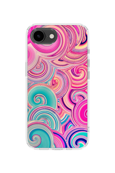 lelia غطاء هاتف شفاف مطبوع متوافق مع آيفون 16e |   مجموعة كولور ويف فلوكس