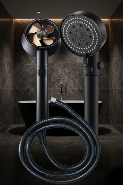 KHAKMA Turbo Pervaneli 5 Fonksiyonlu Duş Başlığı + Hortum (2’li Set)