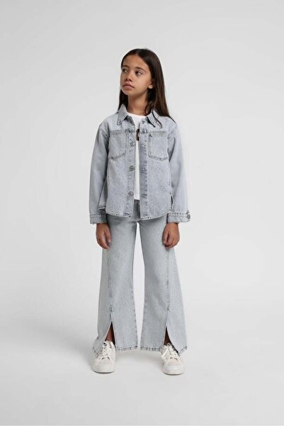 Escabel Jachetă din denim cu rupturi pentru fete, 4-14 ani, albastru