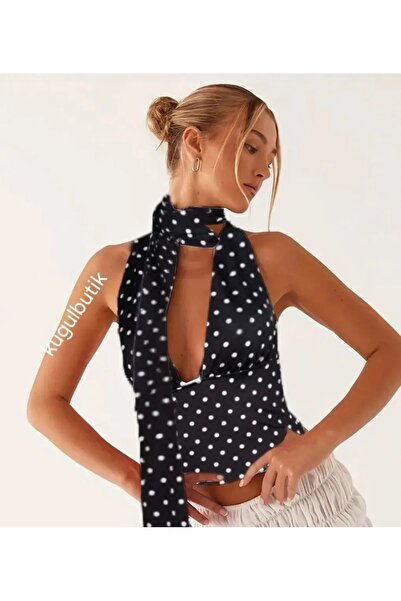 İsra Ayyıldız Moonstar Collection Boyundan Fular Bağlamalı Göğüs Dekolteli Ba...