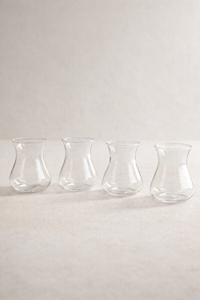 Kitchen Way Set of 4 200 ml Borosilicate Glass Cups Heat Resistant Transparent Kw-725