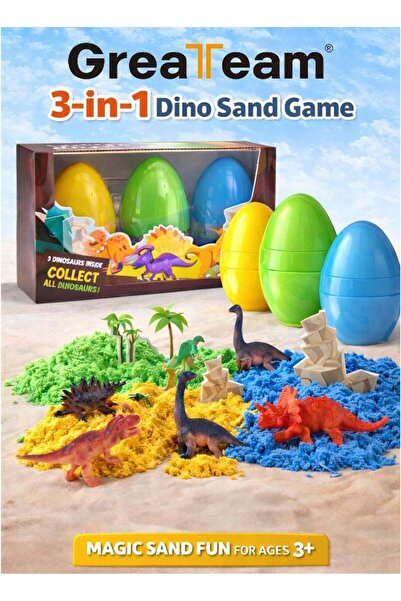 Greateam 3-in-1 Dino Sand Game Moving Sand Toy Set