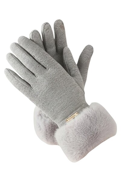 EFAYN.RO Women's gloves, voluminous and fluffy edge, chic accessory, universa...