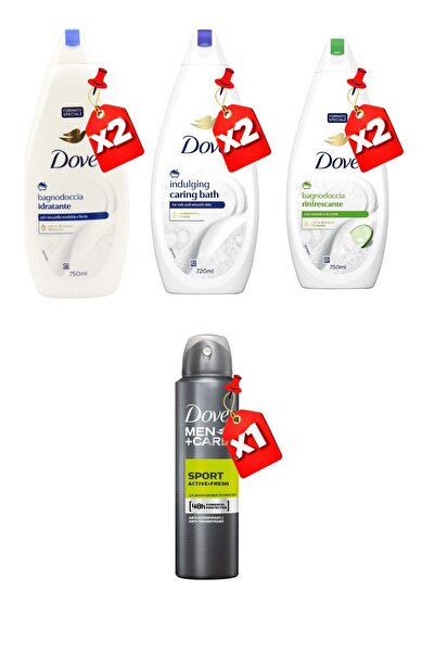 Dove SHOWER GEL 750ML Moisturizing X2+750ML REFRESHING X2 + 720ML INDULGING X...