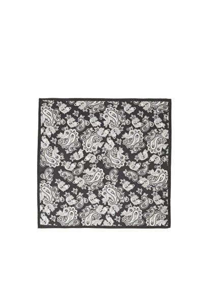 Network Siyah Şal Desen İpek Mendil