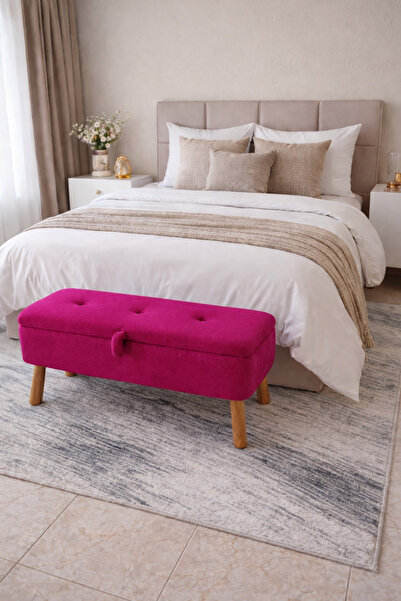 BEYLERBEYİ Yatak önü Sandıklı puf,ve giyinme odası,puf Bench, fuşya peluş kum...
