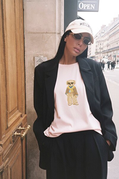 The Champ Clothing Tricou oversize pentru femei Léo Bear imprimat roz – 100% ...