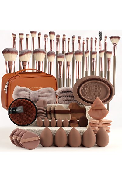 AVYRA Set Pensule Machiaj Profesionale 67 Piese. Gentuta pentru transport MARO