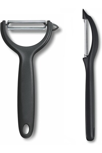 morponi Lirazon 2-Piece Peeler Set, Black Fruit and Vegetable Peeler, Vertica...