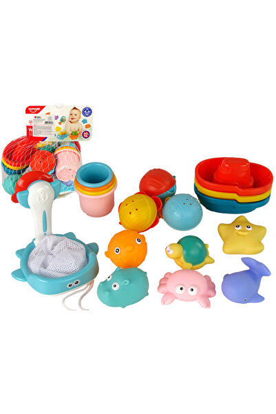 LeanToys Set de baie cu plasă de cauciuc pentru animale acvatice, creaturi ma...
