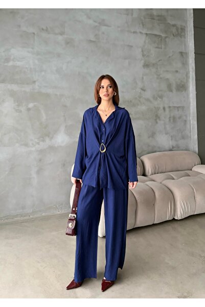 LE CARAMBOLE Set de două piese pentru femei, albastru marin, supradimensionat...