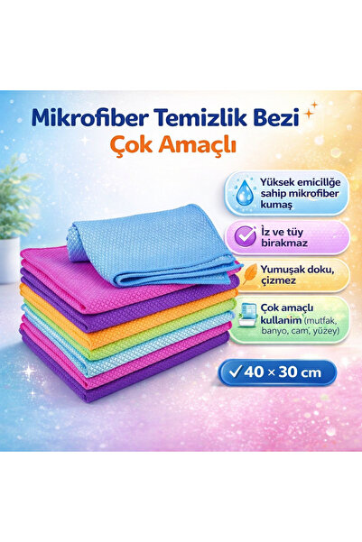 GOLDRİSE 30x40 Mikrofiber Oto Cam Temizlik Bezi Baklava Desen Cam Bezi Toz BI...