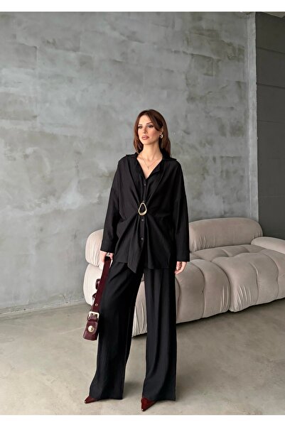 LE CARAMBOLE Set de două piese pentru femei, negru, supradimensionat, cu deta...