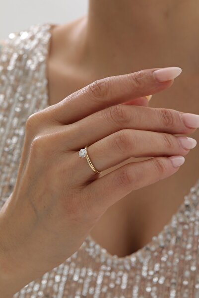 YAVUZ KUYUMCULUK 14 Ayar Altın Tektaş Yüzük