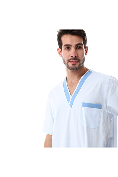 Generic Men's jalabiya, 100% cotton, light blue color