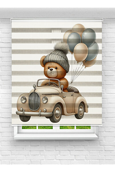 Enzo Home Zebra Stor Perde Ayıcık Arabalı Balonlu