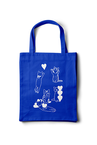 INKD Artistic Gabardine Cloth Bag – Cats with Hearts Printed Design - 35X40