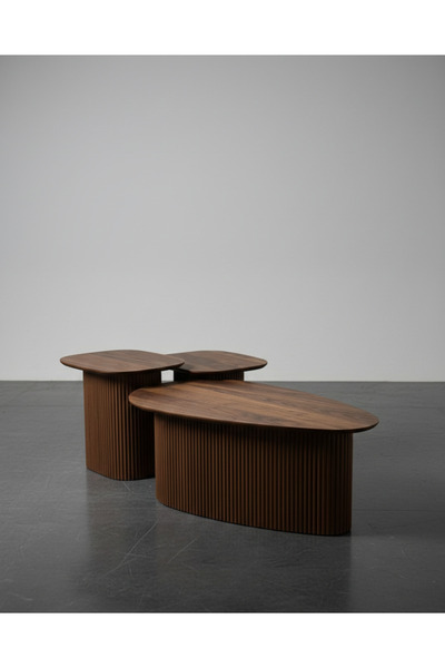 ArdaClassMobilya Fatih 2+1 Orta Sehpa Takımı - Ceviz Kaplama MDF Üst Tabla & ...