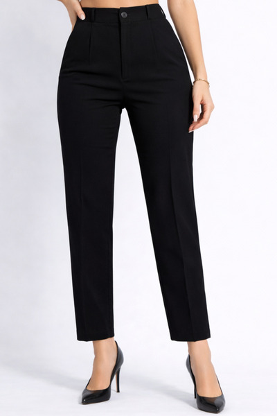 mezozoik Women's High Waist Narrow Leg Fit Palazzo Ankle Length Trousers