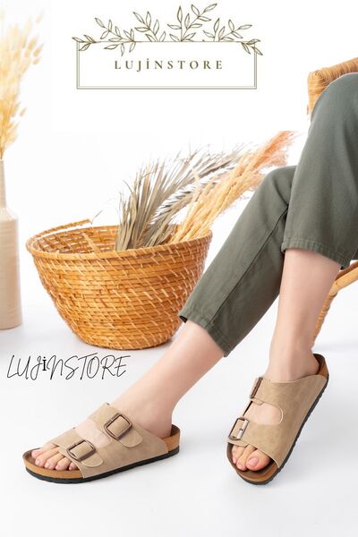 ljn lujinstore Luji̇nstore Double Buckle Unisex Slippers Comfortable Home and...