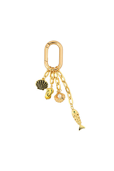 happyangels Golden Shore Altın Kaplama Zincirli Çanta Süsü – KeyCharm (Bag Ch...