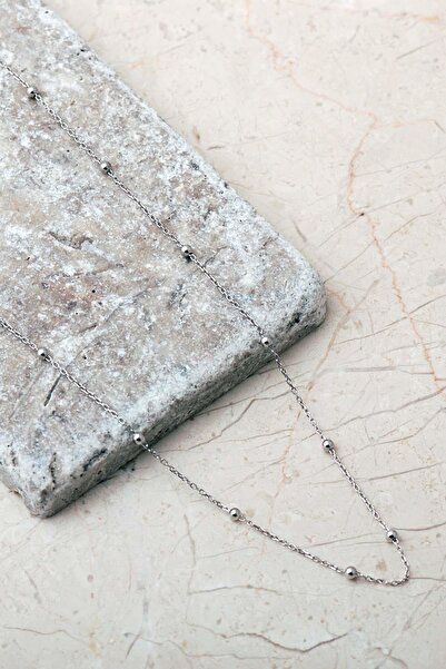 Sümer Telkari Rodyumlu Toplu 925 Ayar Gümüş Zincir Kolye 8107