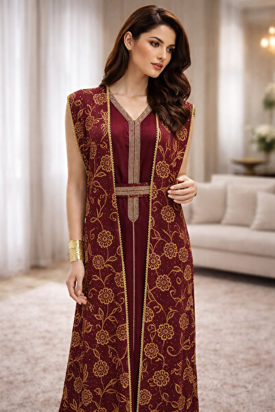 Meryl Elegant women's jalabiya with gold embroidery