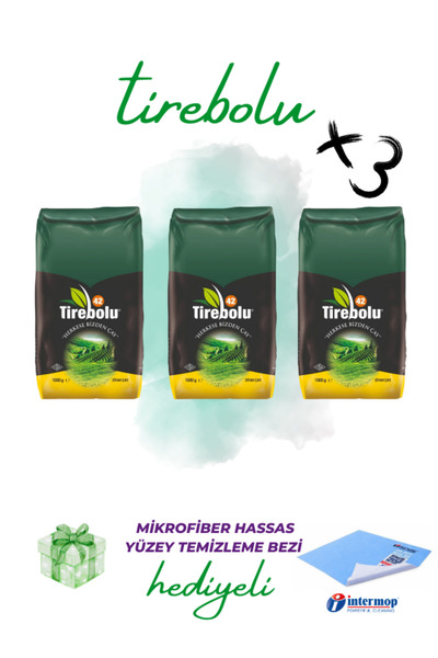 Tirebolu 42 Black Tea 1000 Gr X 3 Pieces and Intermop Sensitive Surface Clean...