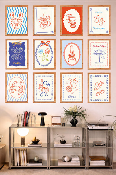 UNT 12-Frame Look Kitchen |   Modern |   Retro Wall Poster Painting Set – 15X...