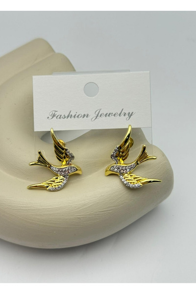 BİJU YILMAZ Vip Gold Stone Bird Earrings - 26Vipkp12