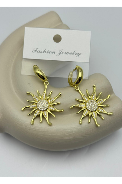 BİJU YILMAZ Vip Gold Stone Dangle Earrings - 26Vipkp26