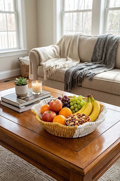 Buffer ®   سلة خبز وفواكه من البلاستيك المزدوج اللون بتصميم زهور - سلة متعددة...