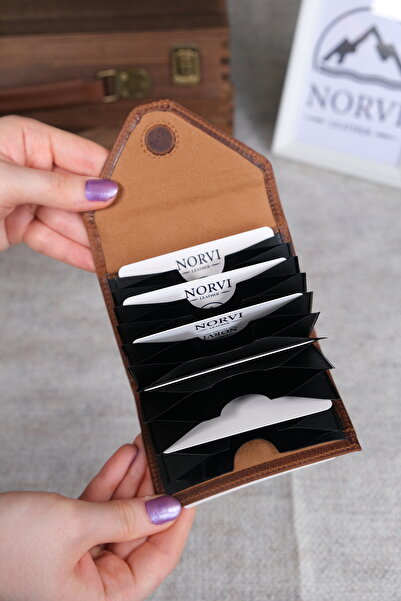 Norvi Leather Accordion Genuine Leather Card Holder 1048
