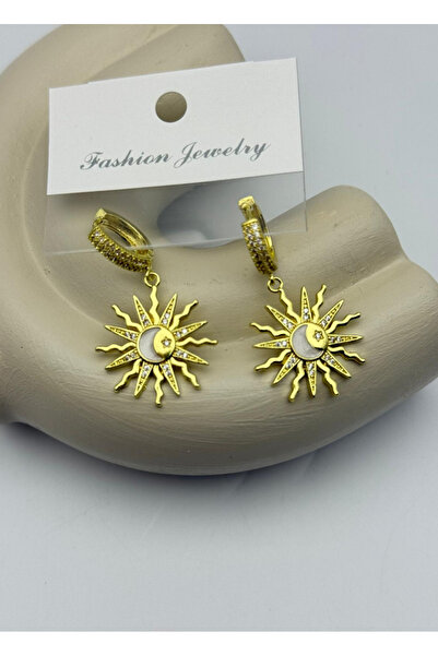 BİJU YILMAZ Vip Gold Stone Round Dangle Earrings - 26Vipkp17