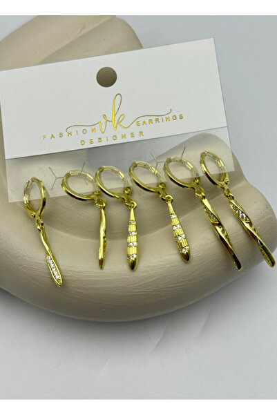 BİJU YILMAZ Vip Gold Stone Dangle Earrings Set of 6 - 26Vipkp52