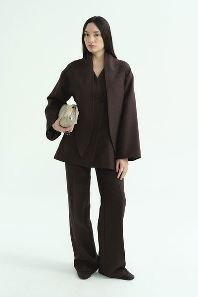 Hooopstore Premium Scarf-Tied Bitter Brown Jacket