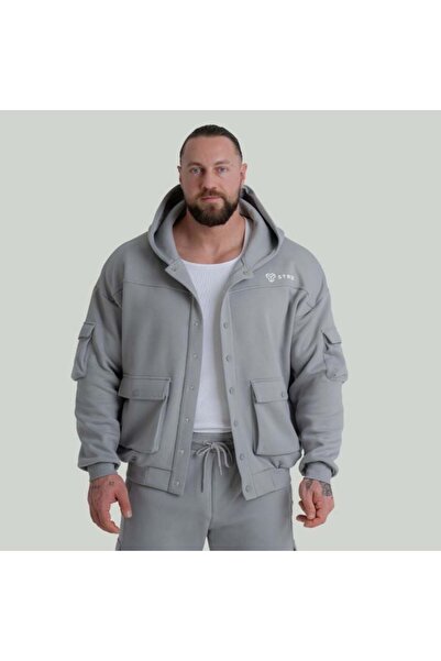GymBeam Jachetă relaxată ZOA fumuriu