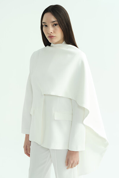 Hooopstore Ecru Blazer Jacket with Cape Detail