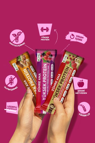 Zühre Ana High Protein Fruit Bar Trial Pack 40 Gr X 12 Pieces 3 Types