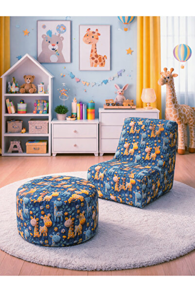 İMZA CRAFT 3D Baskı Desenli Yumuşak Dokulu Çocuk Puf İkili Takım