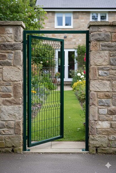 KONSEP BAHÇE KAPISI PANEL ÇİT KAPI 200 CM X100 CM YEŞİL RENK TEL GÖZ ARALIĞI ...