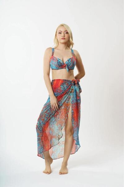 Louren 5831 Long Tie-Up Skirt Pareo-Black