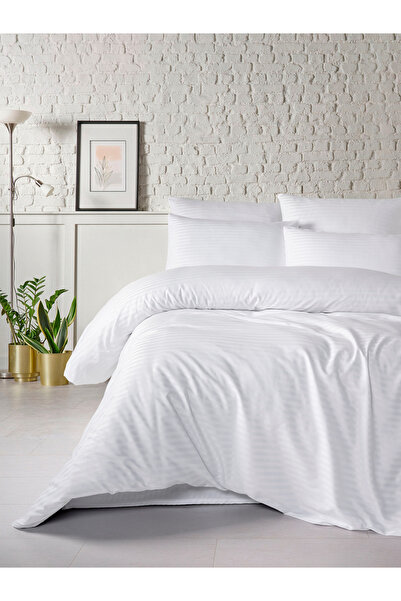 Madame Cotton Cotton Satin Single Duvet Cover Set with Elasticated Sheets (93...