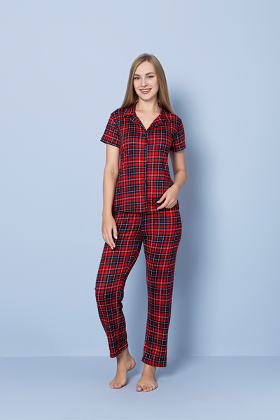 MİSSLALE Set de pijamale pentru femei Pegasus cu mâneci scurte și nasturi în ...