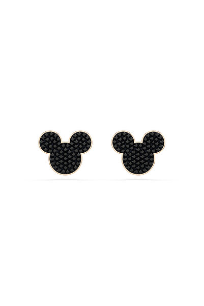 Swarovski Mickey & Minnie düğme Küpeler, Siyah, Pembe altın rengi kaplama